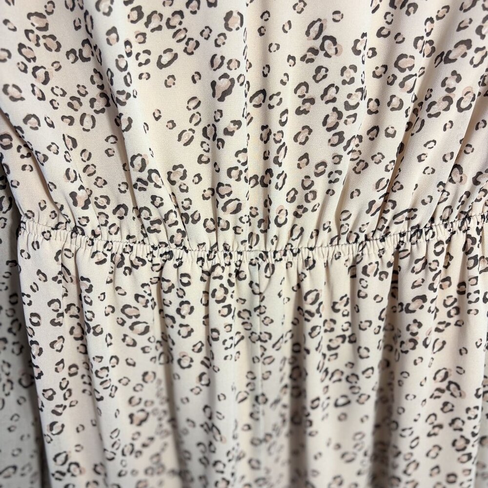 Leopard Print Long-Sleeve Ruffled Dress With Elastic Waist & Flounce Hem Size S - Picture 2 of 11